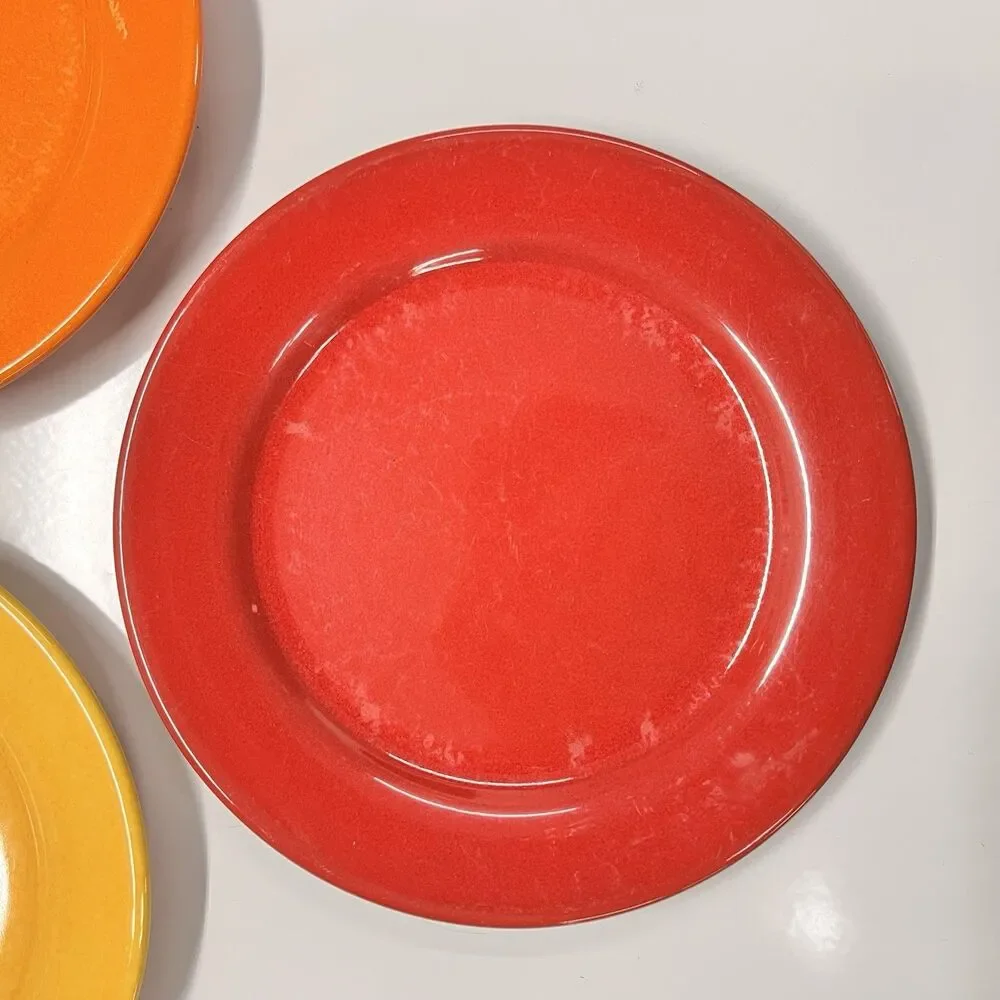 Vintage Waechtersbach Germany Plates Set 3 Red Orange Yellow 8” MCM